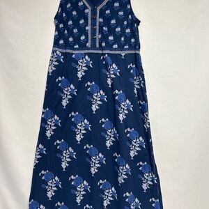 Floral Blue Sleeveless Dress